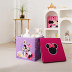 Idea Nuova Disney Minnie Mouse Collapsible Fabric Storage Cube,10” Organizer Bin with Lid for Bedroom, Playroom, and Closet