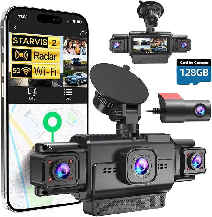 Dash Cam Front and Rear, 4-Channel 360° Coverage Car Dash Camera with STARVIS 2 Night Vision, GPS, 5.8GHz WiFi, 24H Parking M