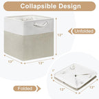 13x13 Storage Cube Bins 4Pack,Collapsible Cube Storage Organizer for Closet, Fabric Storage Box w/ Rope Handles, Foldable Sto