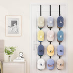 SWTYMIKI Over Door Hat Rack - 3 Packs Metal Hanging Hat Organizer with 12 Hooks Design, Baseball Cap Hanger Organizer Storage