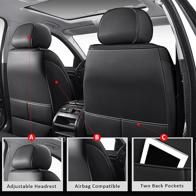 MIROZO Seat Covers Full Coverage,Waterproof Car Seat Covers Full Set Leather Car Seat Protector Automotive Seat Covers Univer