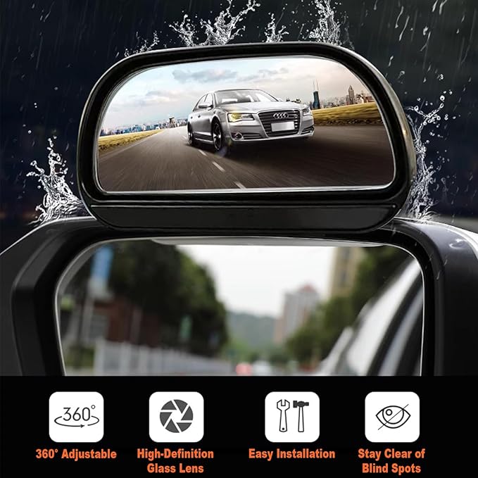 2Pcs Car Van Rectangular Blind Spot Mirror Towing Reversing Driving Stick On Adjustable Wide Angle Blind Spot Mirror for Car Van Towing Caravan