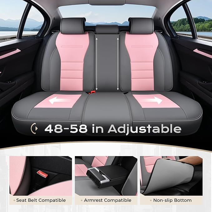 Coverado Car Seat Covers Full Set, Nappa Leather Seat Covers for Cars, Car Seat Protector Car Seat Cushion, Front and Back Se
