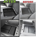 Muslogy Jump Seat Center Console Organizer Compatible with Ford F150 2021-2025 2026 Accessories Underseat Storage Insert Box Console Armrest Divider(Jump Seat ONLY) - 2PCS, Upper & Lower
