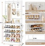 OYREL Shoe Rack 5 Tier Shoe Organizer Storage 15-20 Pairs Shoes Rack for Closet Entrance Shoe Rack Organizer with Hooks and S