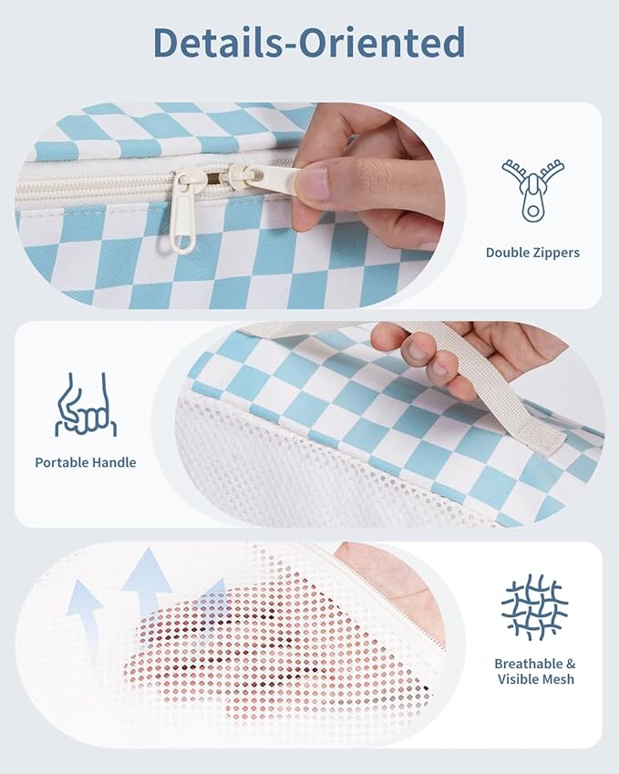 Narwey 7 Set Checkered Packing Cubes for Travel Kids Women, Durable Packing Organizer Bags for Carry on Suitcase Luggage Trav