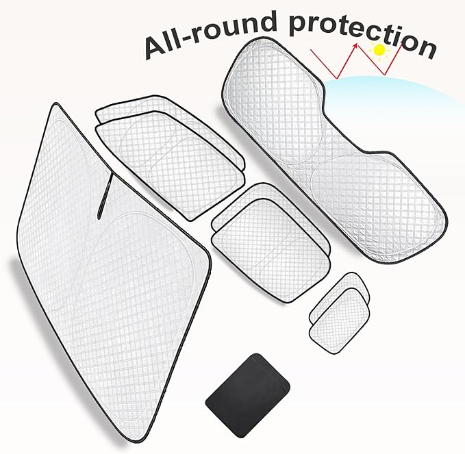 KMF 8pcs Thicken Sun Shades for Jeep Renegade 2015-2024 Accessories, Windshield Sunshade Full Car Window Covers for Side Rear, UV Block and Privacy Blackout for Camping Outdoor