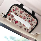 Car Tissue Holder Car Visor Organizer Tissue Box Holder for Car Sun Visor Organizer with Car Vehicle Accessories Essentials Interior for Women Men Pastel Heart Leopard Dot