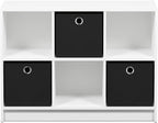 Furinno Basic 3x2 Cube Storage Bookcase Organizer with Bins, White/Black