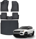 All Weather Floor Mat & Cargo Mat Fit for Jeep Compass 2026 2025 2024 2023 2022 2021 2020 2019 2018 2017 TPE Rubber Liners Compass Accessories All Season Guard Odorless Anti-Slip Liner Black