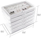 Frebeauty Extra Large Acrylic Jewelry Box for Women 5 Layers Clear Jewelry Organizer Velvet Earring Box with 5 Drawers Rings 
