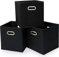 Black Fabric Cubby Storage Bins，13x13x13 Inches ，Cube Organizer Bin Foldable Storage Boxes with Dual Handles Fabric Organizer
