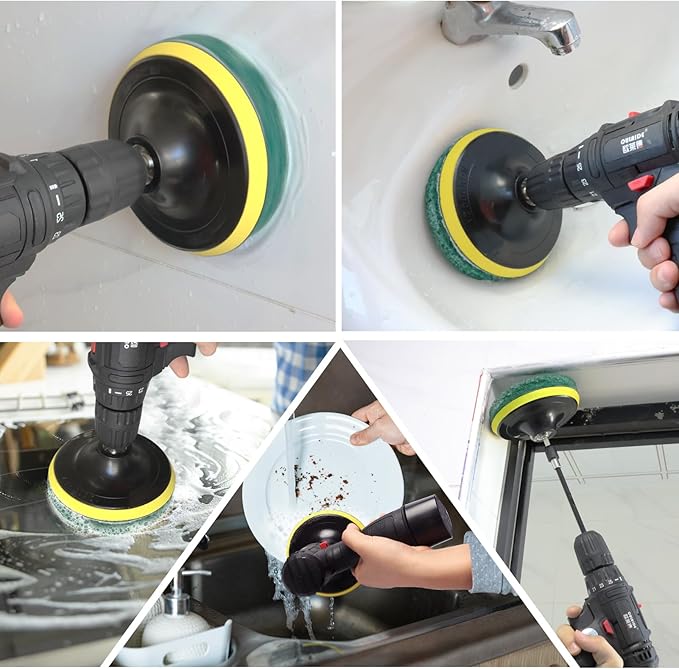 Power Scrub Pads Drill Attachment, GOH DODD 15 Pieces 5 Inch Headlight Restoration Kit Cleaning Kit Scouring Pads with Baker 