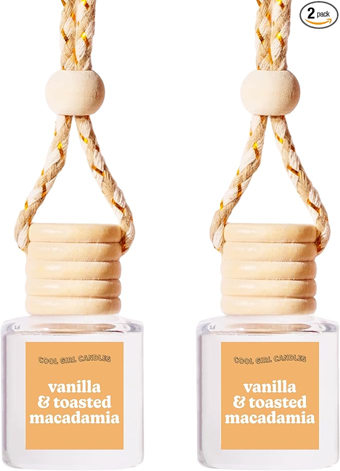 COOLGIRLCANDLES Vanilla Toasted Macadamia Car Hanging Fragrance Oil Air Freshener for Essential Oils, Scents Aromatherapy Aut