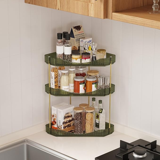 Lifewit 3-Tier Corner Bathroom Counter Organizer, Plastic Makeup Skincare Organizers Storage Countertop, Large Sink Cosmetic 
