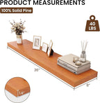 Vivelove Solid Wood Floating Shelves 36 Inches Long, 8”Deep x 1.4” Thick Wall Shelves for Bathroom, Living Room, Kitchen, Bed