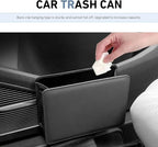 Car Trash Can, Leather Foldable Waterproof Garbage Organizer with 1 Roll Trash Bags, Multi-Function Hanging Interior Holder for Car SUV (Black)
