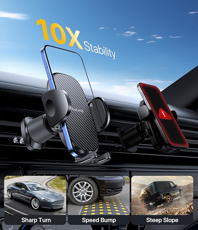 Miracase Phone Holders for Your Car with Metal Hook Clip, Air Vent Cell Phone Stand Car Mount, Universal Automobile Cradle for Garmin GPS Fit iPhone Android and All Smartphones, Dark Grey
