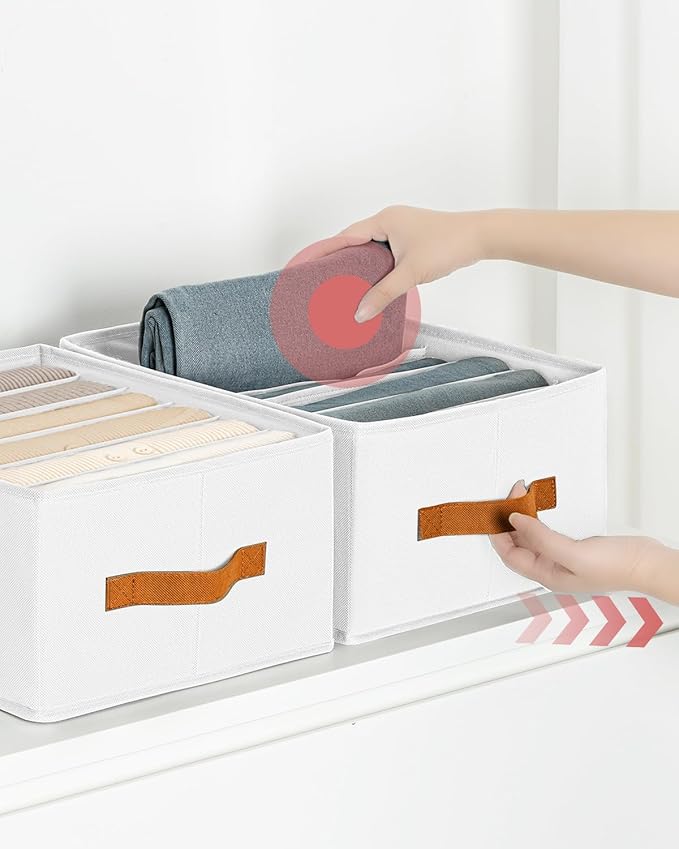 Homsorout Closet Organizers and Storage - Fabric Clothes Organizer with Handles, Foldable Jeans Organizer for Clothes, Drawer