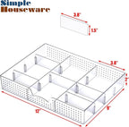 Simple Houseware Drawer Organizer Tray with 9 Adjustable Compartments, Clear