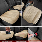 2 Pack Leather Front Car Seat Cover Bottom Car Seat, Universal Anti-Slip Driver Car Seat Protectors with Storage Pocket, Wate