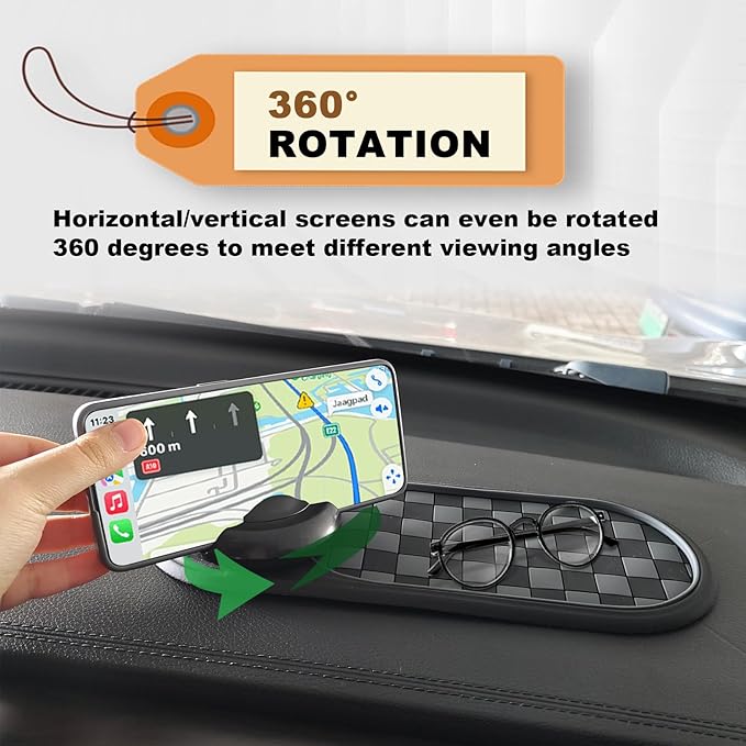 Universal Multifunction Anti-Slip Car Dashboard Mat, Rotatable Car Phone Holder Dashboard Pad with Temporary Parking Number N