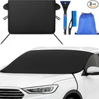 Windshield Cover for Ice and Snow Kit Winter Car Essentials 600d Oxford Snow Cover with Ice Scraper Brush Storage Bag Winter Car Accessories Frost Hail Protector for Sedan Truck SUV and Mpv