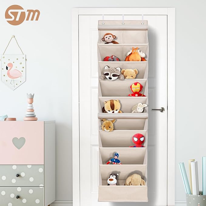 STORAGE MANIAC Over the Door Shoe Organizer with Curtain Dustproof Heavy-Duty Large Deep Pocket Hanging Shoe Organizer for Cl