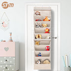 STORAGE MANIAC Over the Door Shoe Organizer with Curtain Dustproof Heavy-Duty Large Deep Pocket Hanging Shoe Organizer for Cl