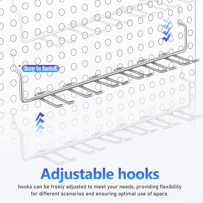 PRETYZOOM 2Pcs Multi-Prong Pegboard Accessories Organizer Kit, Tool Storage Hooks for Workshop Various Tools Home, Garage, Cr