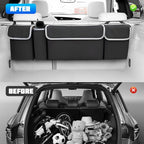 Car Trunk Organizer with Lid, Large Waterproof Vehicle Backseat Hanging Storage Bag with 4 Pockets & Adjustable Straps, Colla
