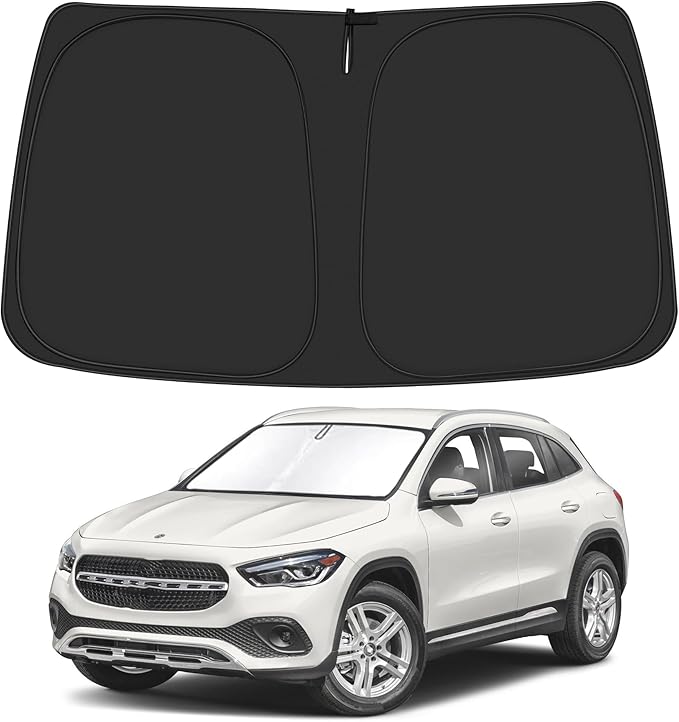 Windshield Sun Shade for 2015-2020 Merce-des Benz GLA Accessories, Foldable Window Sunshade Sun Visor Protector, Front Windshield Sunshade Sun Shield Blocks UV Rays Heat