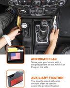 Savadicar GT-2 Shifter Storage Box, American Flag Gear Shift Tray, Center Console Organizer for 2018-2025 Jeep Wrangler JL JLU 4XE & Gladiator JT, Interior Accessories, Black,1 PC