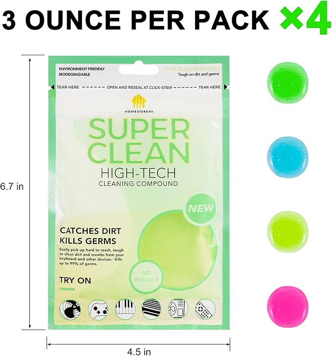 Car Cleaning Gels 4-Pack, Car Cleaning Putty Universal Auto Detailing Tools Car Interior Cleaner, Dust Cleaning Slime, Car Ac