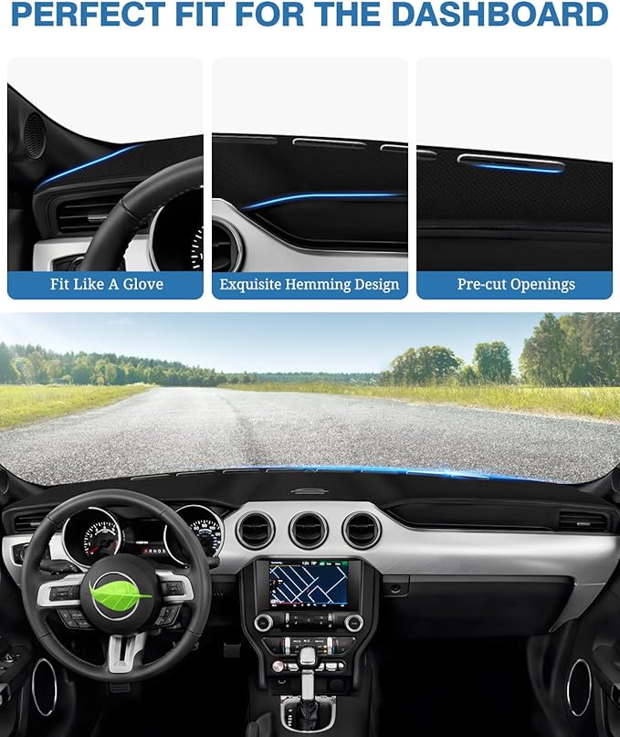 FIILINES Dash Cover for Ford Mustang 2015-2023 (Not Fit Mach-e), Dashboard Mat Mustang Accessories Dash Mat Sunshade Nonslip 
