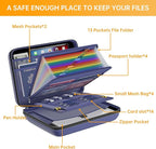DocSafe Fireproof File Organizer with Lock, Hard-Shell Case Fireproof Document Box with 13 Pocket Accordion File Folder, Port