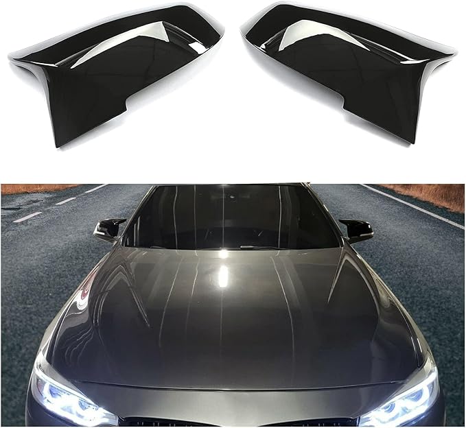 ECOTRIC Door Mirror Caps Side Mirror Covers Compatible with BMW F20 F21 F23 F30 F31 F32 F33 F34 F36 F87 X1 E84 Glossy Black Rearview Replacement for 51167292745 51167292746 51162222543 51162222544