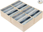 Qozary Jeans Pants Organizer for Closet, 4 Pack Drawer Organizers for Clothing, 5 Grids Wardrobe Clothes Organizer, Jean Orga