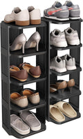 Kitstorack 10 Tiers Stackable Shoe Rack for Closet and Front Door Entrance - Free Standing Plastic Stand, Narrow Tall Vertica