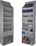 3in1 Over The Door Shoe Organizer with 5 Slanted Compartments,Removable Storage Bin & Transparent Pockets,Thickened Waterproo