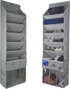 3in1 Over The Door Shoe Organizer with 5 Slanted Compartments,Removable Storage Bin & Transparent Pockets,Thickened Waterproo