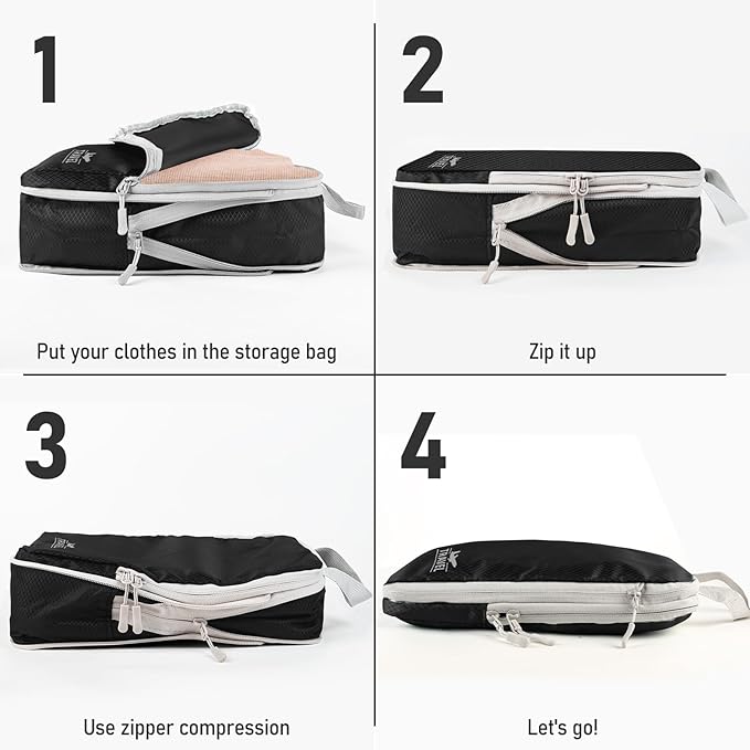 6 Set Compression Packing Cubes, Suitcase Organizer, Lightweight Travel Essentials, Compression Bags For Travel Accessories L