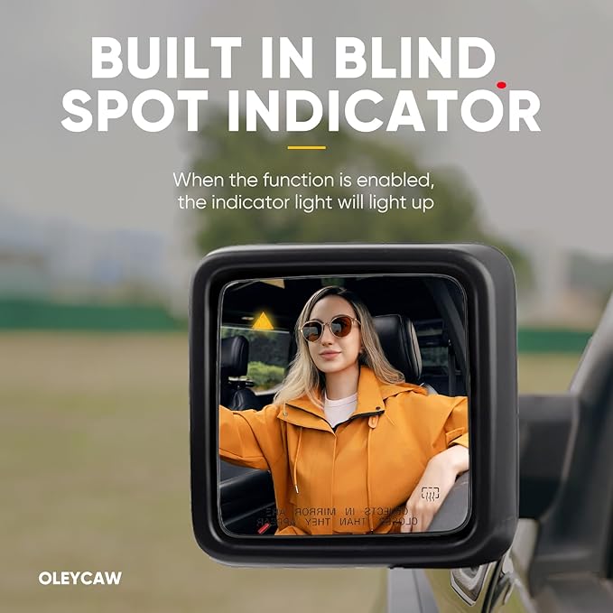 Blind Spot Driver Side Mirror Compatible with Jeep Wrangler JL 2018 2019 2020 2021 2022 2023 2024 2025, Jeep Gladiator JT 2021-2025, Left Side Mirrors with Backing Plate, Heated