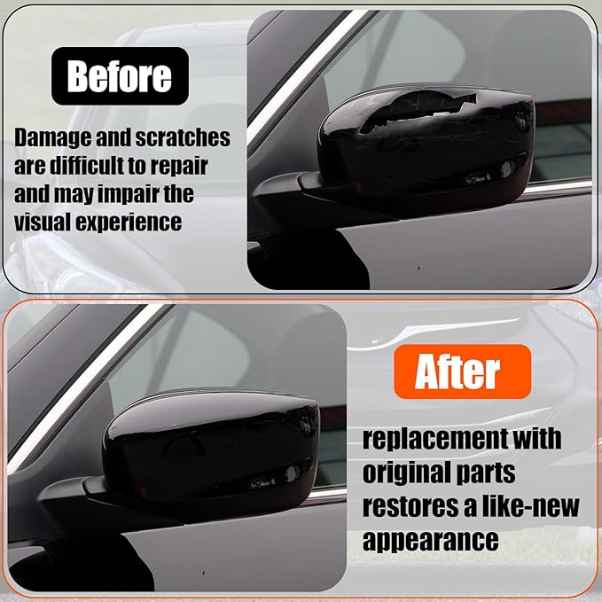 Yumzeco Compatible with Honda Accord Side Mirror Cover Trim 8th Gen 2008 2009 2010 2011 2012, Glossy Black Door Rearview Mirror Caps for Honda Accord W/O Light Hole - Left Driver Side