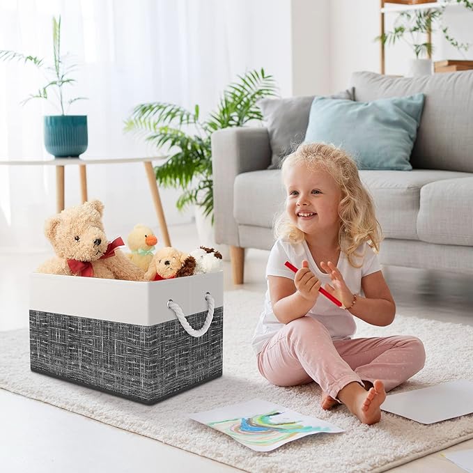 StorageTastic Storage Bin,Collapsible Storage Basket For Organizing,Large Storage Boxes With Rope Handles,Storage Containers,