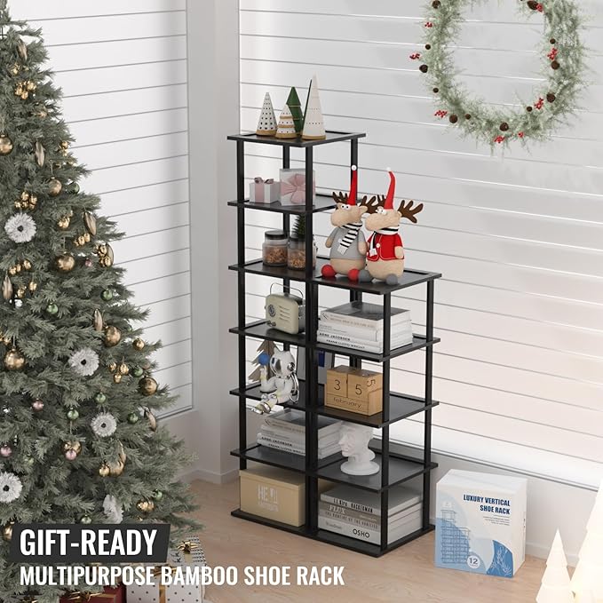 MHXW SXPN Bamboo Free Standing Shoe Rack Shelf Multi Tier Tall Wooden Stackable Shoes Rack Organizer for Closet Front Door En