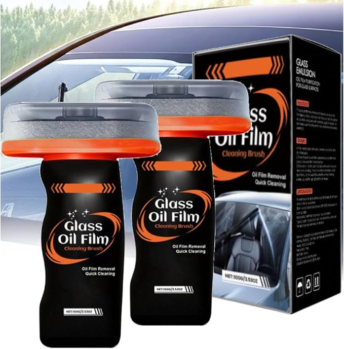 Glass Guard, Hand-Held Glass Emulsion Cleaner, Car Glas-s Oil Film Remover Brush, Windscreen Cleaner Remove Water Spots Dirt 