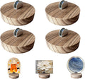 4 Pcs Premium Wood Adjustable Stained Glass Display Stands Tabletop Easels, Book Display Holder for Tile, Album, CD, Magazine, Postcard, Picture, Plate, Artworks, Phone, Tablet, Photos, Decor, Card (4, grey-round)