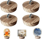 4 Pcs Premium Wood Adjustable Stained Glass Display Stands Tabletop Easels, Book Display Holder for Tile, Album, CD, Magazine, Postcard, Picture, Plate, Artworks, Phone, Tablet, Photos, Decor, Card (4, grey-round)
