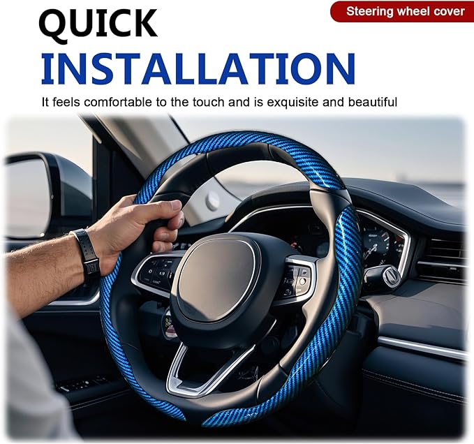 3pcs Universal Carbon Fiber Steering Wheel Cover - Anti-Slip & Segmented Design, Universal 99% Durable Steering Wheel Protect